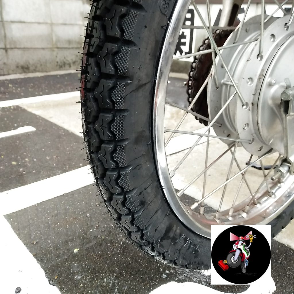 下京区 クロスカブ リアタイヤ交換作業 出張修理 バイクの救急隊 Rosso ロッソ 京都で出張バイク修理 ﾒﾝﾃﾅﾝｽならお任せ下さい